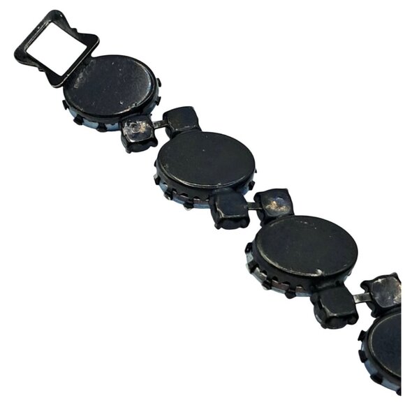 Vintage Regency Rhinestone Bracelet Blue Aurora Borealis Baroque Pearl Unsigned - Picture 11 of 14